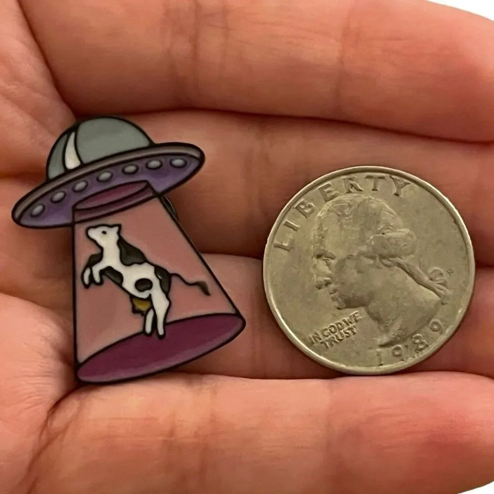 Alien Cow UFO Abduction Extraterrestrial Enamel Pin
